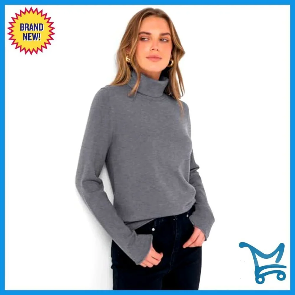 Turtleneck Pullover Sweater Lightweight Knit Casual Minimal Chic Fall Work